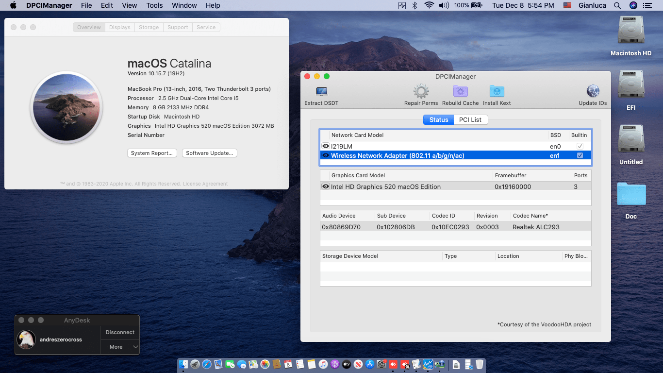 Success Hackintosh macOS Catalina 10.15.7 Build 19H2 in Dell Latitude E7270